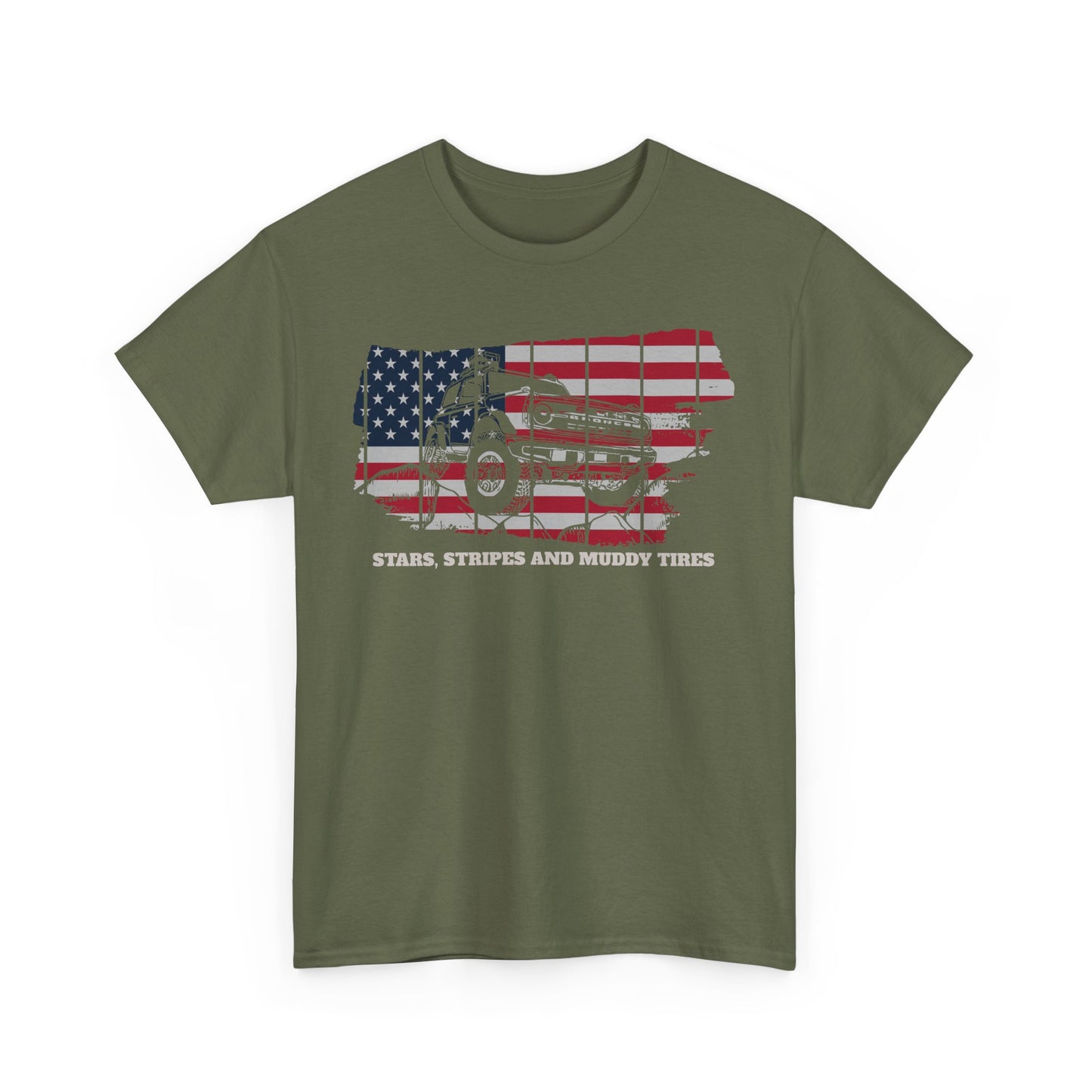 Ford Bronco Heritage US Flag T-Shirt, Patriotic Tee, American Flag Shirt, Jeep Lover Gift, Off-Roading Apparel, 4th of July Clothing