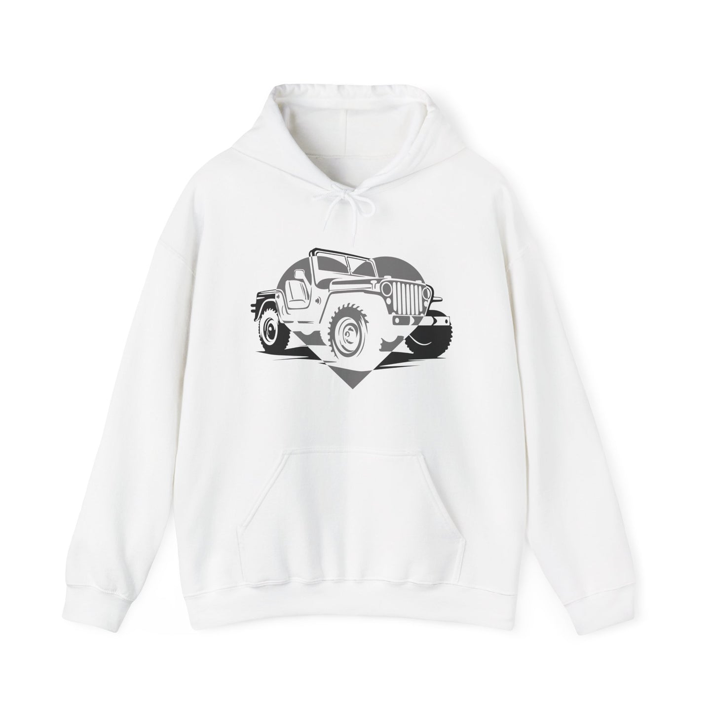 Jeep Love Heart Unisex Hoodie Sweatshirt, Jeep Gift for Women, Offroad Enthusiast Pullover, Car Lover Apparel, Jeep Mom Jumper, Vehicle