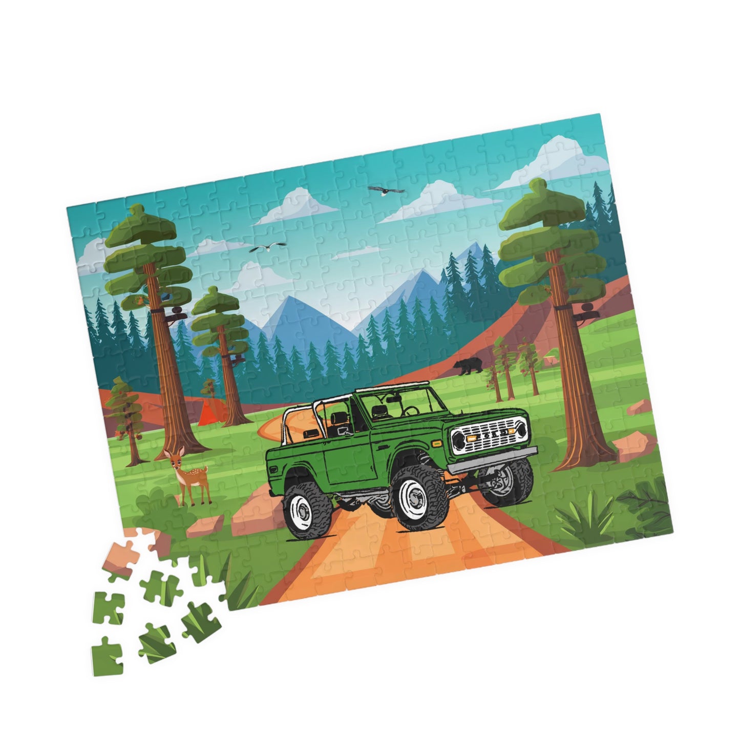 Jigsaw Puzzle, Ford Bronco on Sequoia National Park, 252 Piece Puzzle, Gift for Car Lovers, Fun Family Activity, Travel Gift, Unique Home