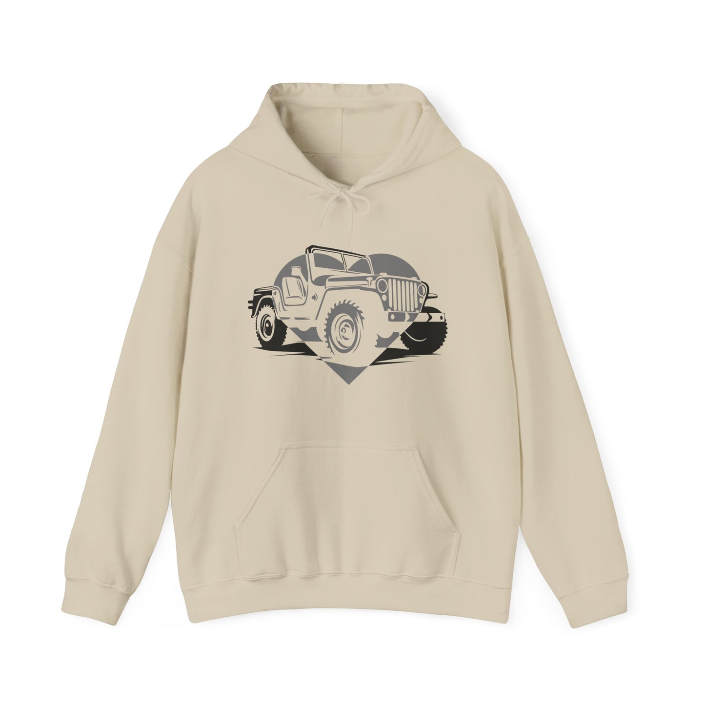 Jeep Love Heart Unisex Hoodie Sweatshirt, Jeep Gift for Women, Offroad Enthusiast Pullover, Car Lover Apparel, Jeep Mom Jumper, Vehicle