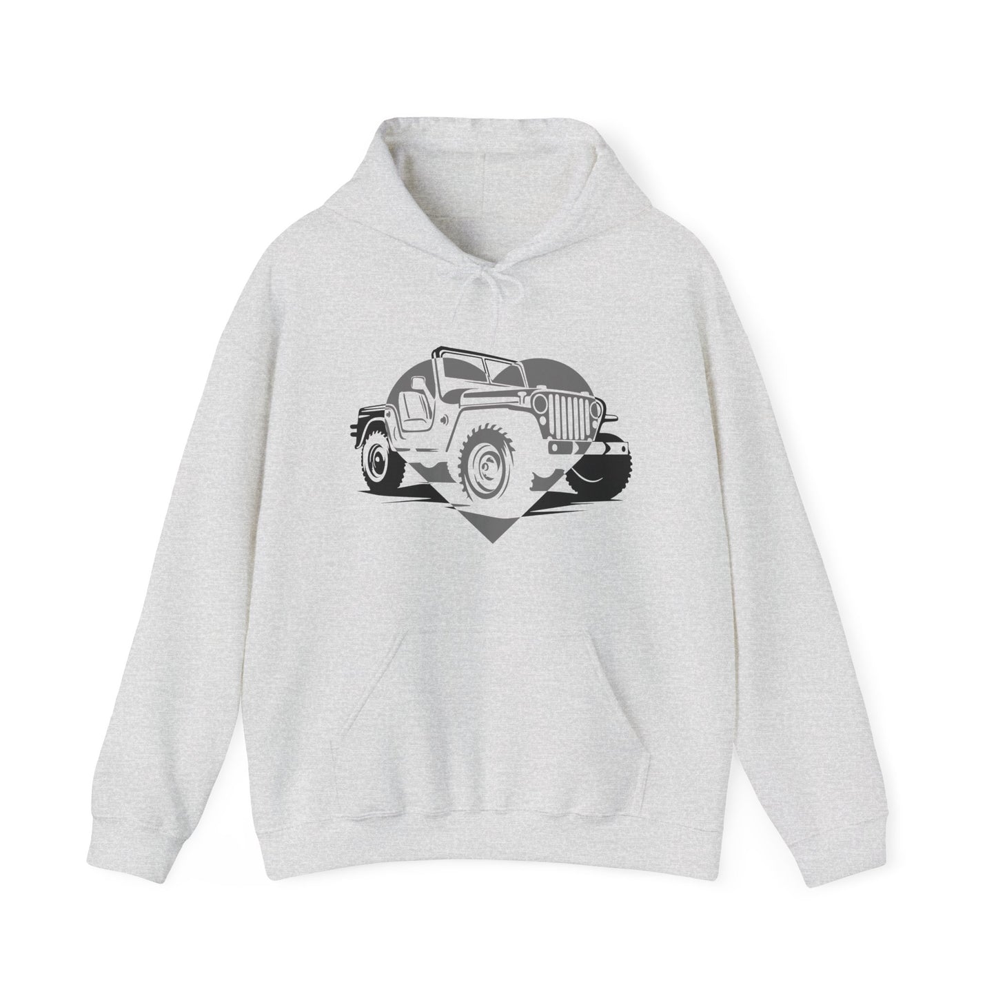 Jeep Love Heart Unisex Hoodie Sweatshirt, Jeep Gift for Women, Offroad Enthusiast Pullover, Car Lover Apparel, Jeep Mom Jumper, Vehicle